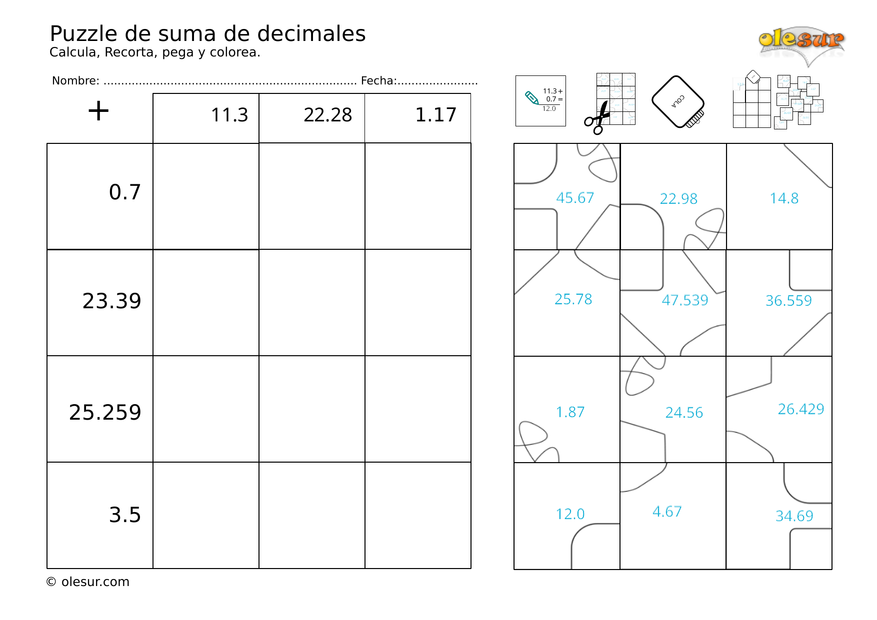 puzzle suma decimales 1