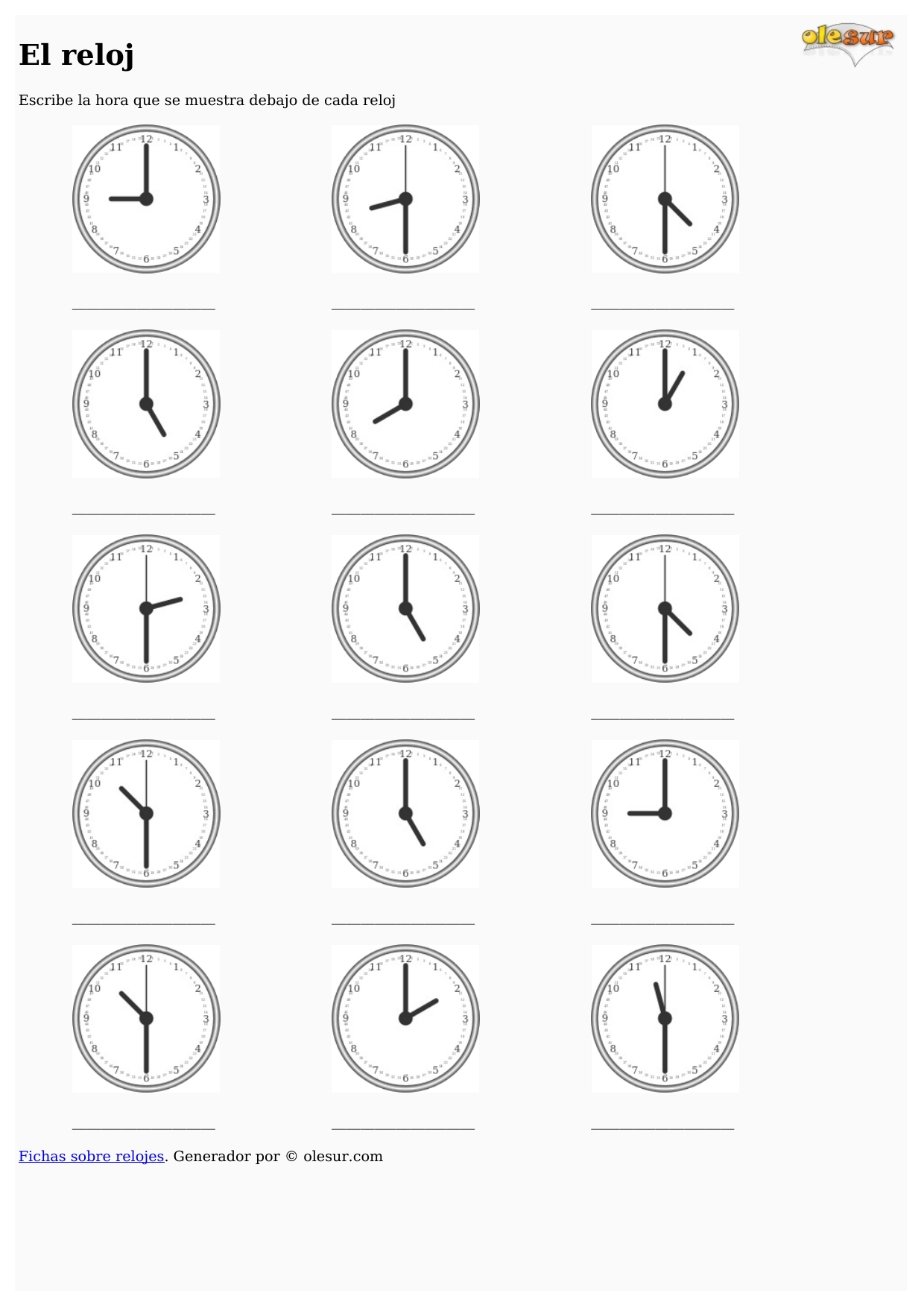 Descargar: Completa Relojes – diferencias cada media hora – #8. – olesur