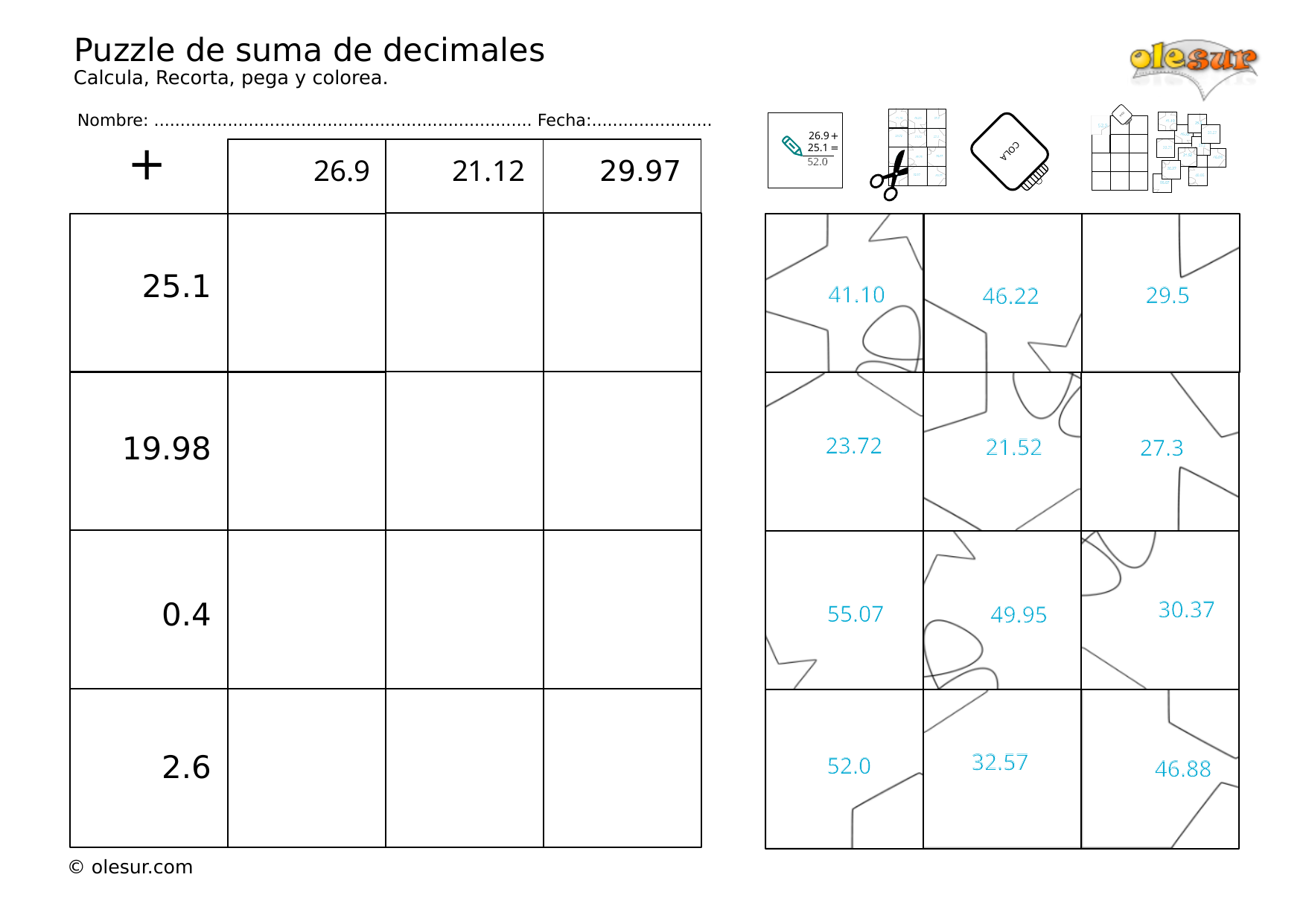 puzzle suma decimales 1