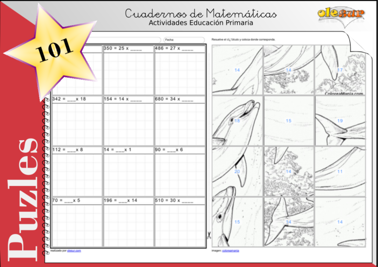 Descarga pdf gratis Puzzle numérico dos delfines sumergidos  – entrada como Inversas: Multiplicación