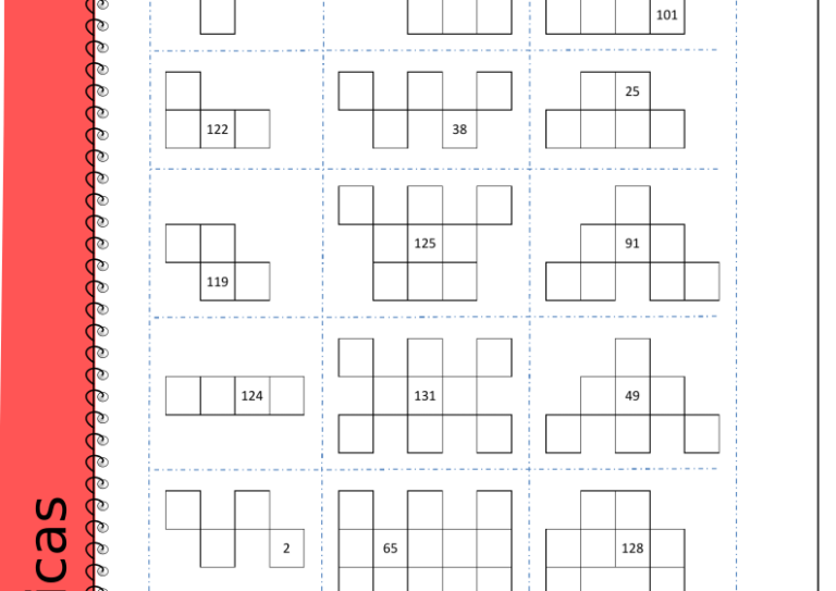 Imprimir fichas gratis: completar crucigramas numericos 14.