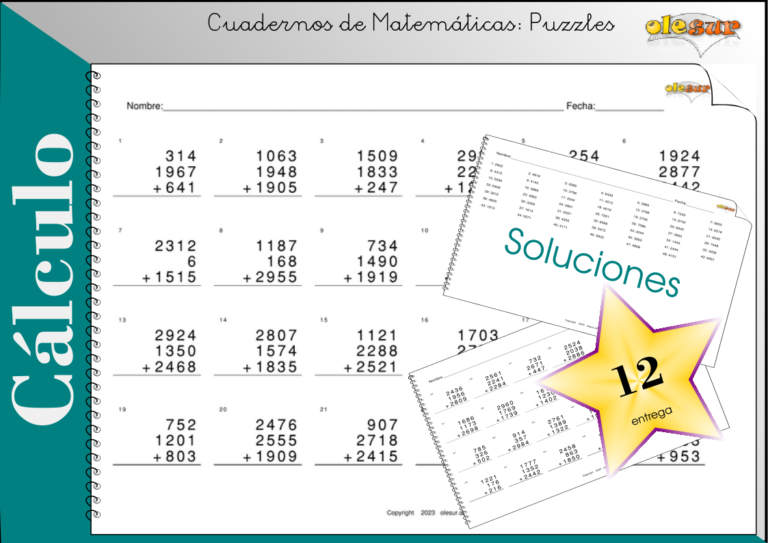 Cuadernillo de Calculo Sumas 3 sumandos Nivel 3000 / 2-9 / 12.