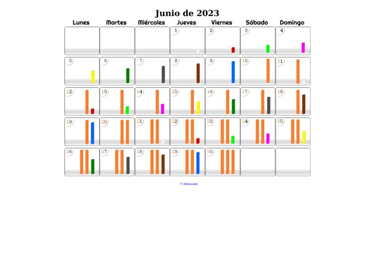 Calendario Matematico de Junio de 2023 con regletas cousienaire #22