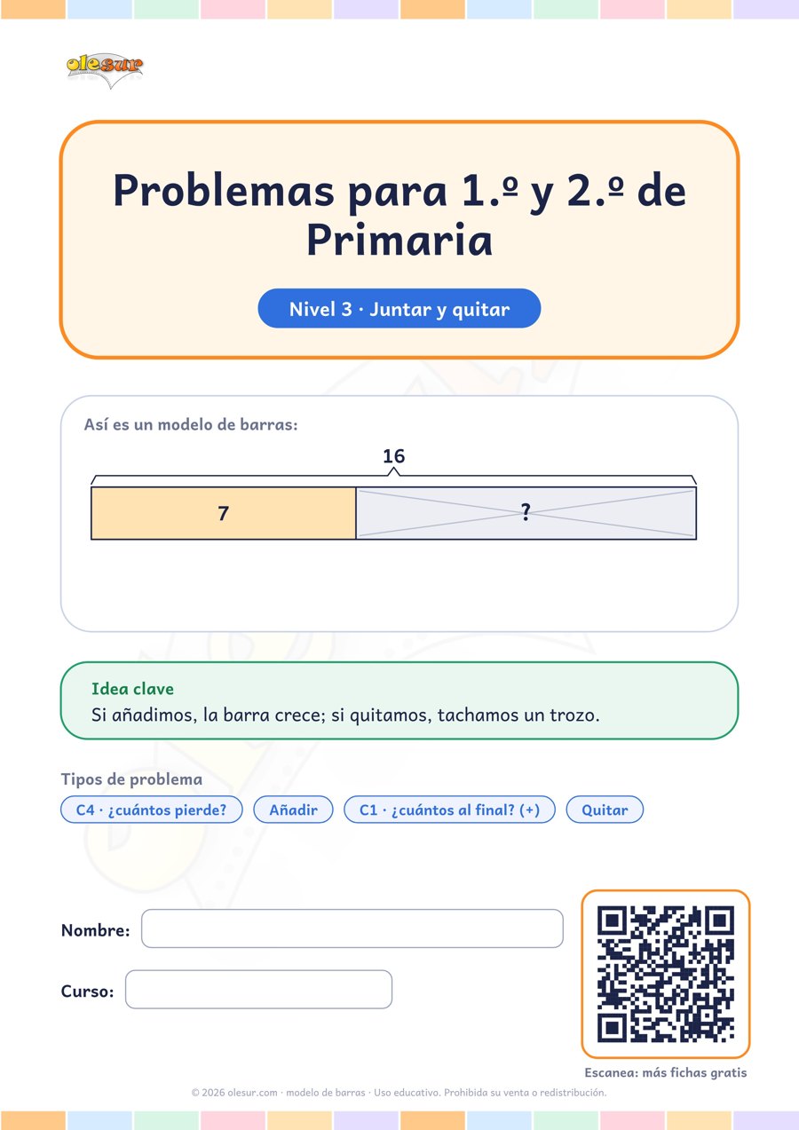 Problemas con modelo de barras para Primaria: cuadernillos del 18 de octubre de 2026