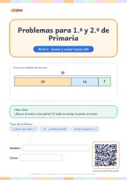 Problemas con modelo de barras 1.º y 2.º: Sumar y restar hasta 100