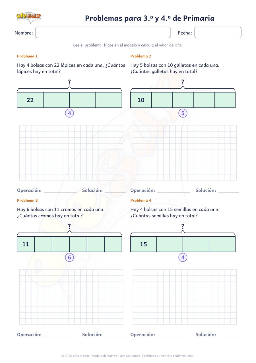 Ficha de problemas 3.º y 4.º