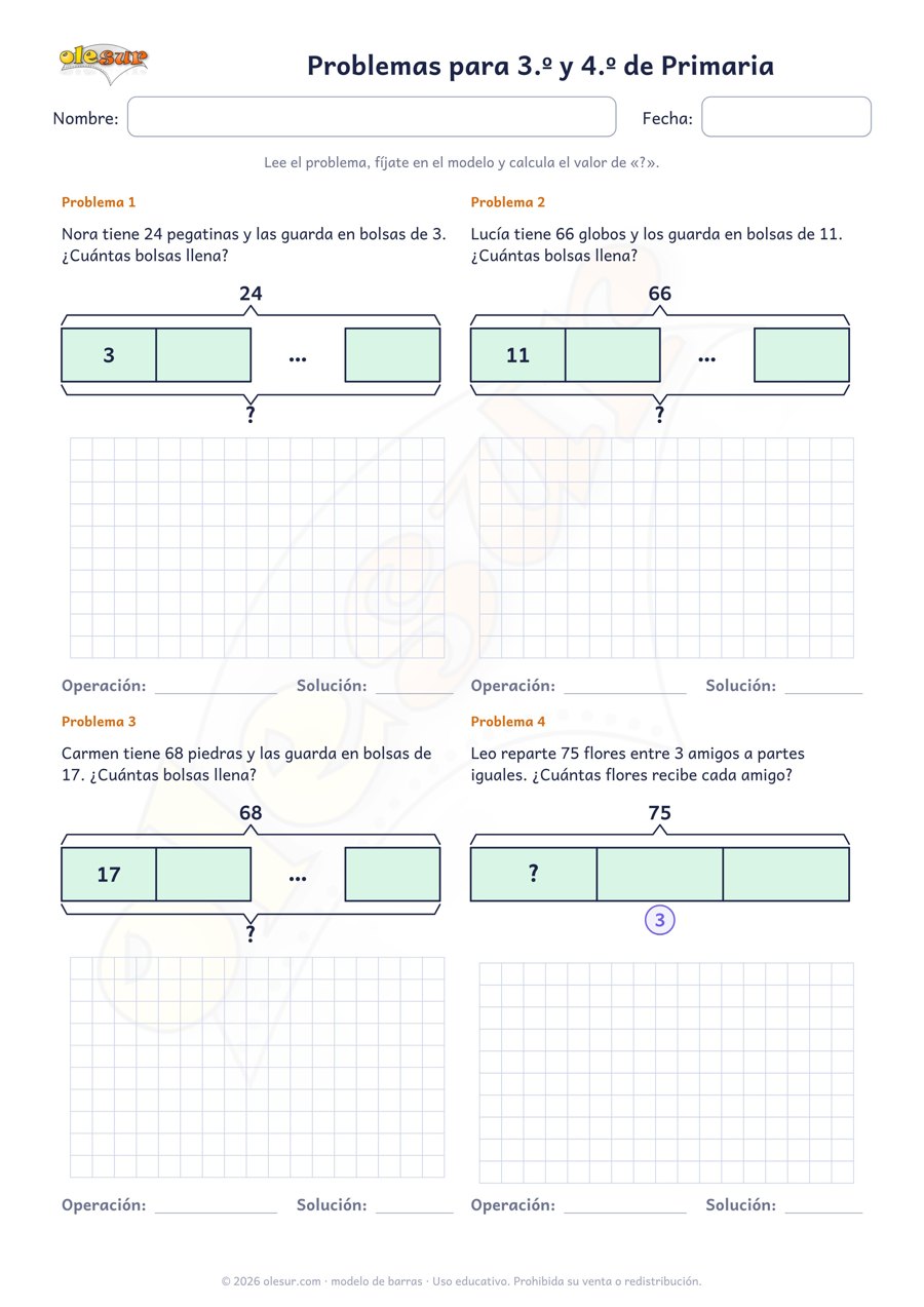 Ficha de problemas 3.º y 4.º