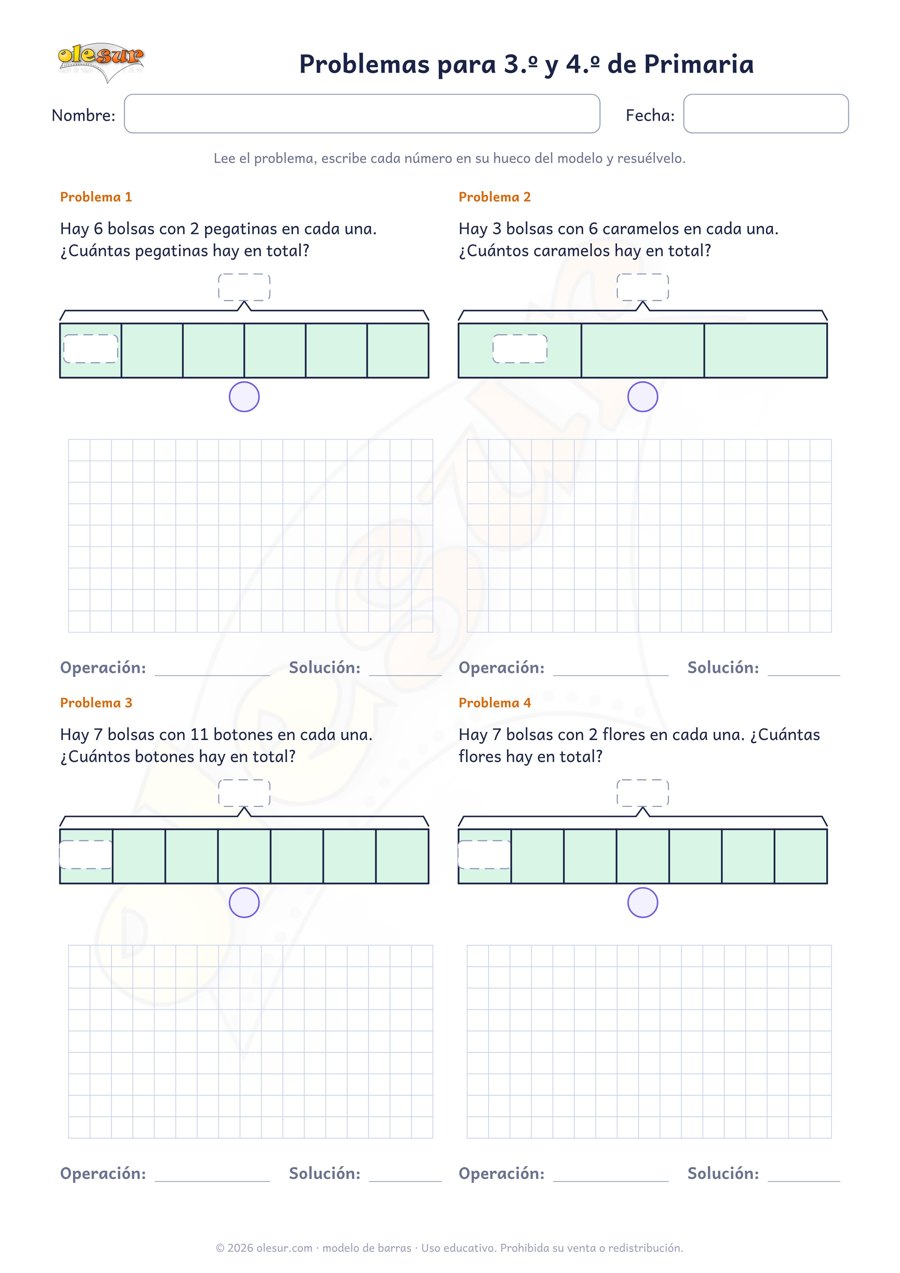 Ficha de problemas 3.º y 4.º