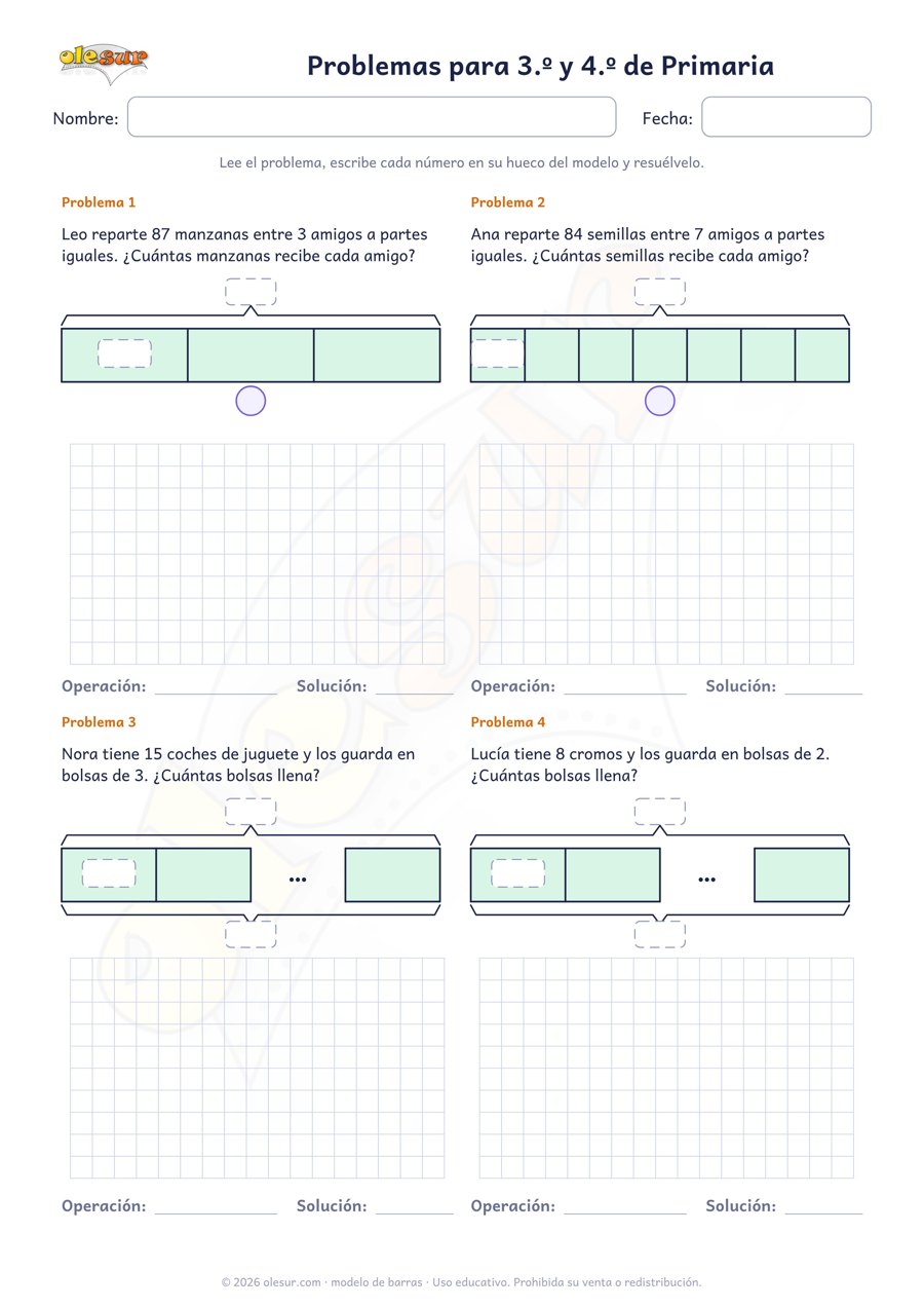 Ficha de problemas 3.º y 4.º