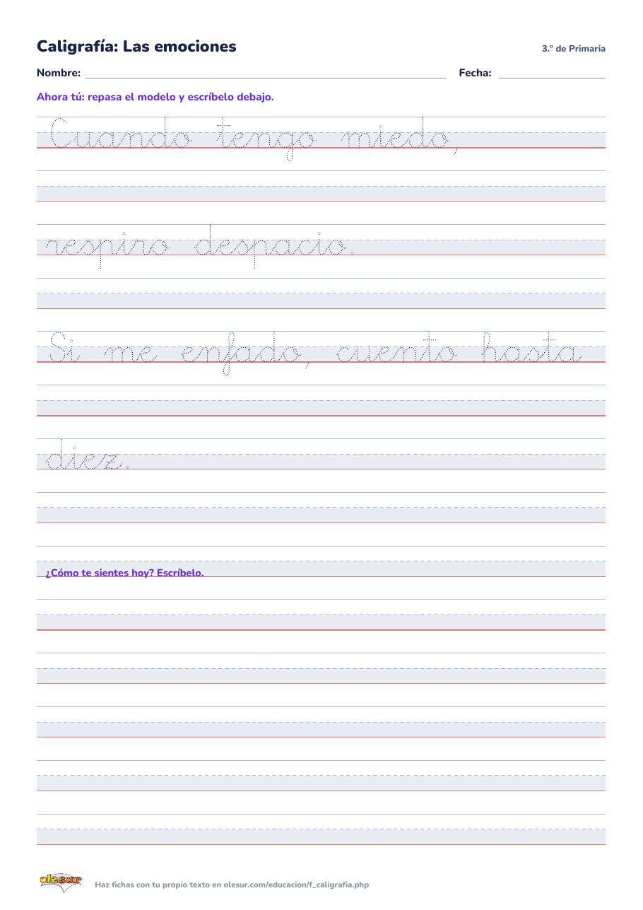 Caligrafía Las emociones: página 2