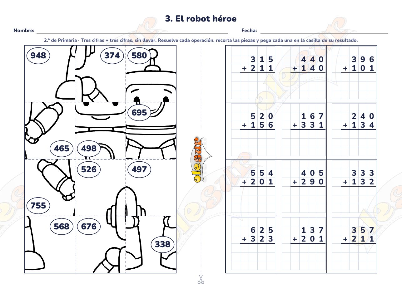Puzle matemático: El robot héroe